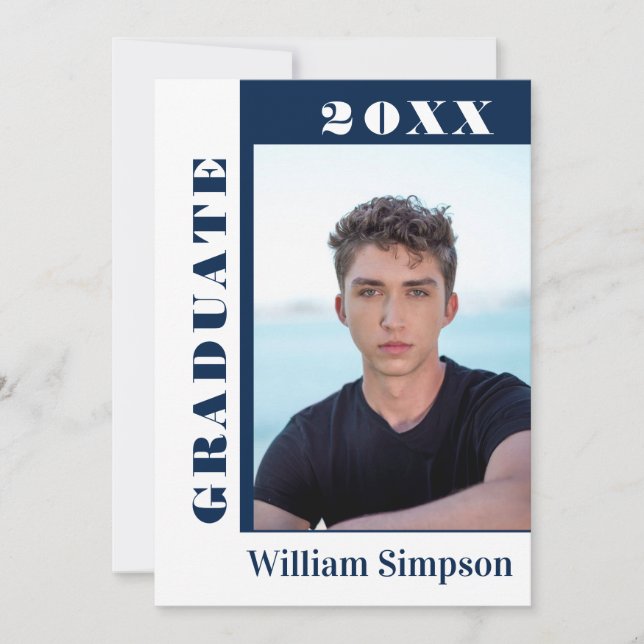 Invitación Moderna fiesta simple Minimalista de graduación de (Anverso)