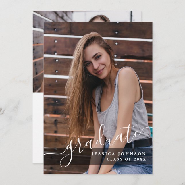 Invitación Moderna fiesta simple Minimalista de graduación de (Anverso / Reverso)