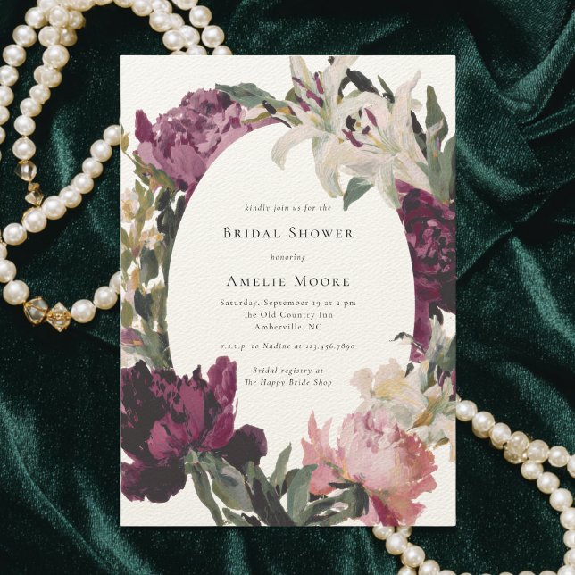 Invitación Moderna Flor Púrpura Wreath Bridal Shower (Subido por el creador)