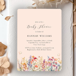 Invitación Moderna, flor silvestre, Baby Shower