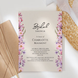 Invitación Moderna flor silvestre Beige Boda Bridal Shower