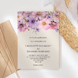 Invitación Moderna flor silvestre Beige simple Boda