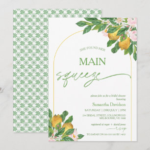 Invitación Moderna Flora Rosa Lemon Main Squeeze Bridal Showe