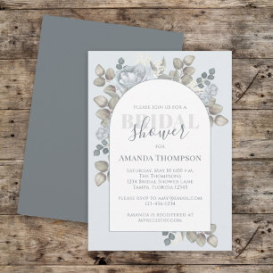 Invitación Moderna Floral Azul Estilo Art Moderno Arch Waterc