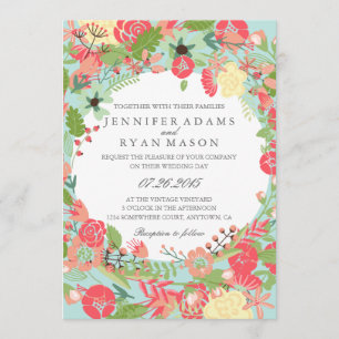 INVITACIÓN MODERNA FLORAL DE LA BODA DE AGUA