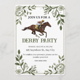 Invitación moderna floral ecuestre Derby