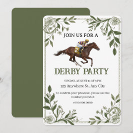 Invitación moderna floral ecuestre Derby