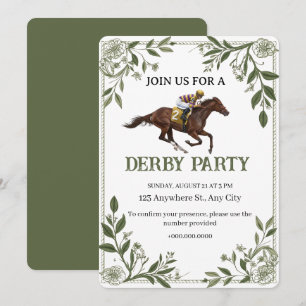 Invitación moderna floral ecuestre Derby