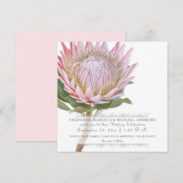 Invitación Moderna Floral Elegante Simple Flor Protea Rosa