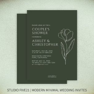 Invitación Moderna floral floral mosca ducha de matrimonio ve