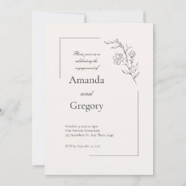 Invitación moderna floral para fiesta de compromis