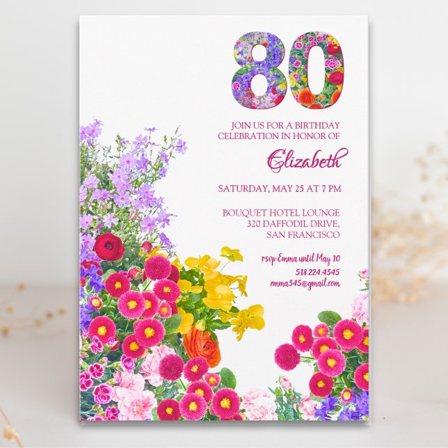 invitación moderna floral para fiesta de cumpleaño (Subido por el creador)