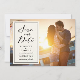 Invitación Moderna Foto Clásica De Placa De Marfil En La Caja