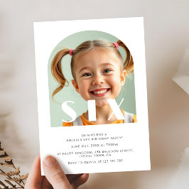 Invitación Moderna foto de arco elegante de cumpleaños 6