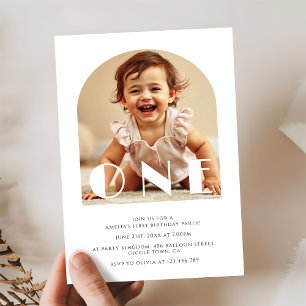 Invitación Moderna foto de arco elegante en el primer cumplea