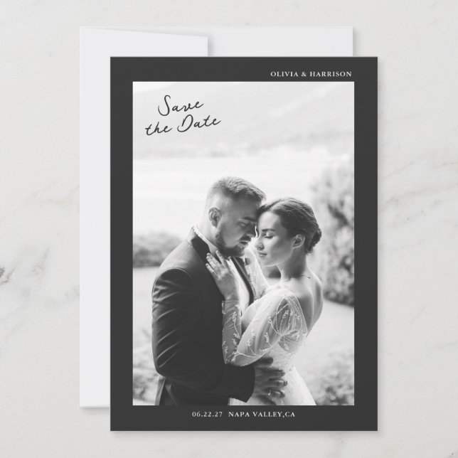 Invitación Moderna foto de boda Guardar la fecha (Anverso)