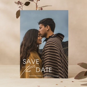 Invitación Moderna foto de boda y aviso minimalista de la fec