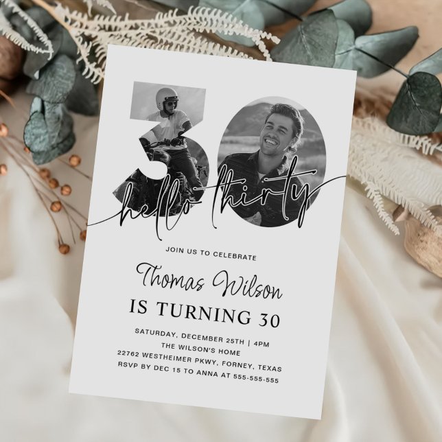 Invitación Moderna foto de cumpleaños 30 simple (Subido por el creador)