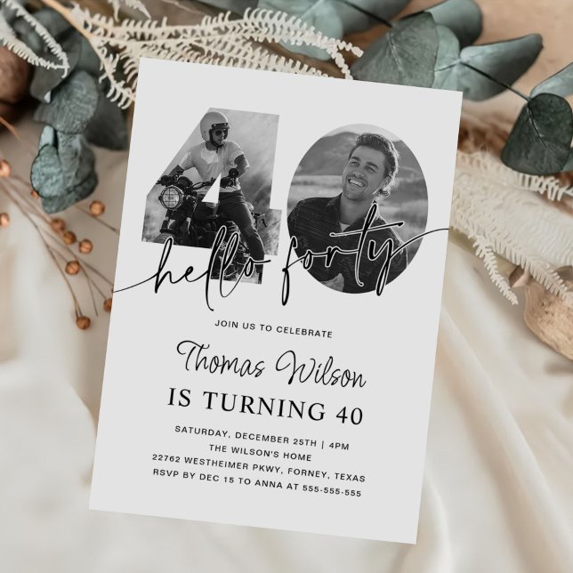 Invitación Moderna foto de cumpleaños 40 simple (Subido por el creador)