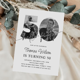 Invitación Moderna foto de cumpleaños 50 simple