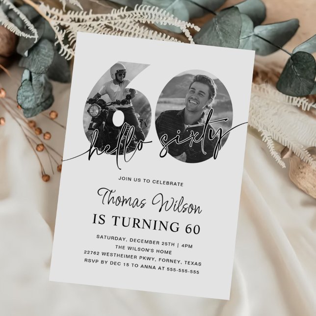Invitación Moderna foto de cumpleaños 60 simple (Subido por el creador)