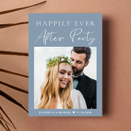 Invitación Moderna foto de la recepción de una boda azul turb