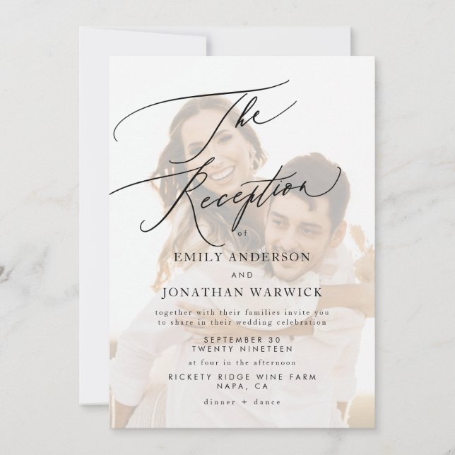 Invitación Moderna foto de recepción de matrimonio simple en  (Anverso)