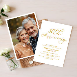 Invitación Moderna foto del 50º aniversario de Boda con guión