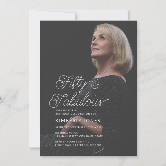 Invitación Moderna foto Fifty y fabulosa cumpleaños 50 (Anverso)