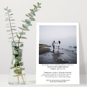 Invitación Moderna foto mínima Boda ensayo y cena