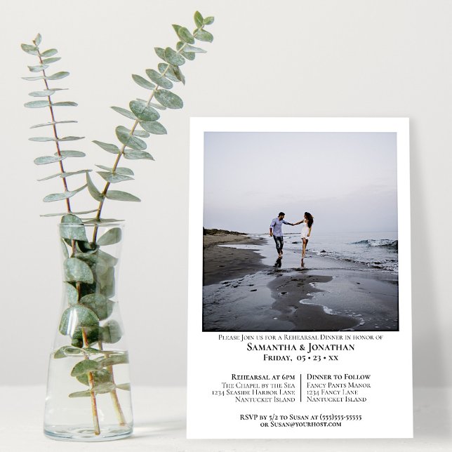 Invitación Moderna foto mínima Boda ensayo y cena (Subido por el creador)