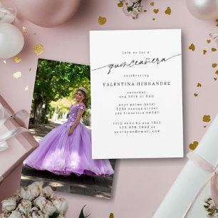 Invitación Moderna foto mínima de fiesta de cumpleaños Quince