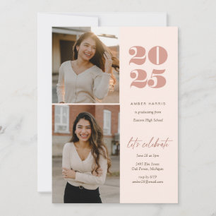 Invitación Moderna foto Minimalista de 2º grado en alza   Ros