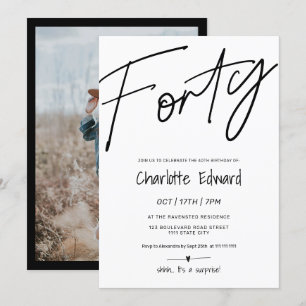 Invitación Moderna foto minimalista en blanco negro sorpresa 