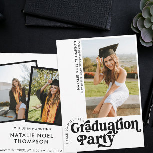 Invitación Moderna foto retro moderna fiesta de graduación Gr