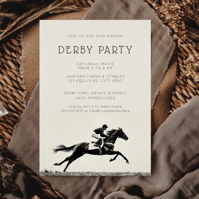 Invitación Moderna fotografía de caballo de raza derby Fiesta (Subido por el creador)