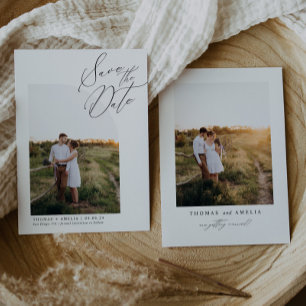 Invitación Moderna fotografía de caligrafía simple Guardar la