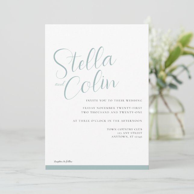 Invitación Moderna Frontera Elegante Simple Boda Verde del Ma (Anverso de pie)