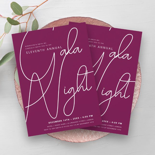 Invitación Moderna GALA Company Business Magenta (Modern Minimal GALA Company Business Magenta Invitation)