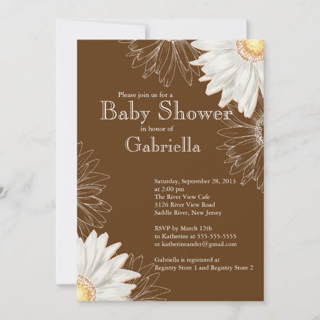 Invitación Moderna Gerbera Daisy Baby Shower (Anverso)