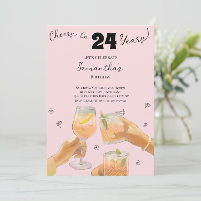 Invitación Moderna Girona celebra fiesta de cumpleaños a los  (Anverso de pie)