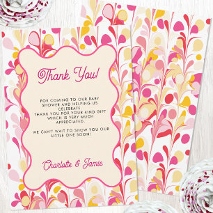 Invitación Moderna Gracias Retro Resumen Onda Rosa