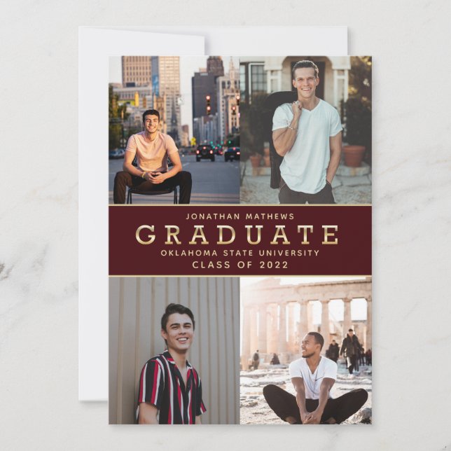 Invitación Moderna graduación clásica de fotografía de oro de (Anverso)