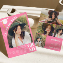 Moderna graduación de 5 fotos en arco rosa