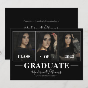 Invitación Moderna graduación de Collage de fotos elegante ne