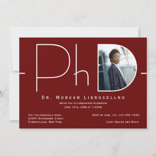 Invitación Moderna graduación de doctorado en fotografía blan