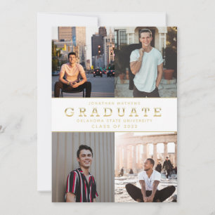 Invitación Moderna graduación de fotografía de oro clásico