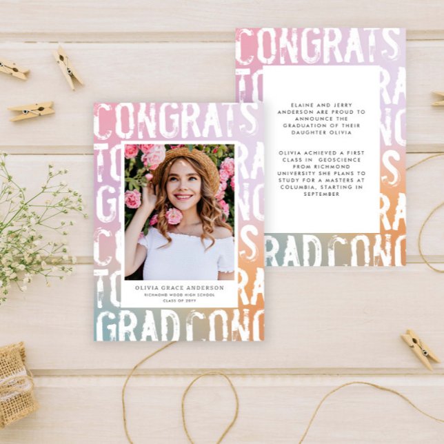 Invitación Moderna graduación de fotos de chicas nizardas col (Subido por el creador)