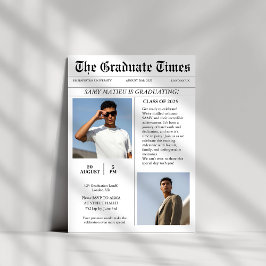 Invitación Moderna graduación de fotos de periódico de moda