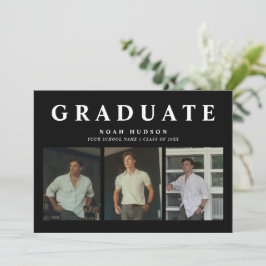 Invitación Moderna graduación de fotos en blanco y negro 3